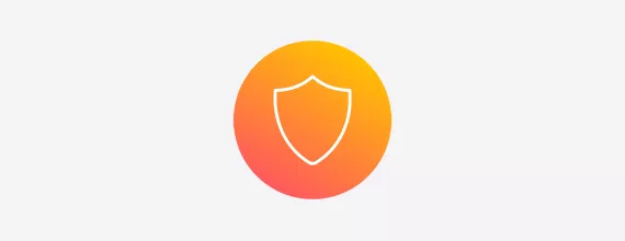 Orange gradient icon of a shield