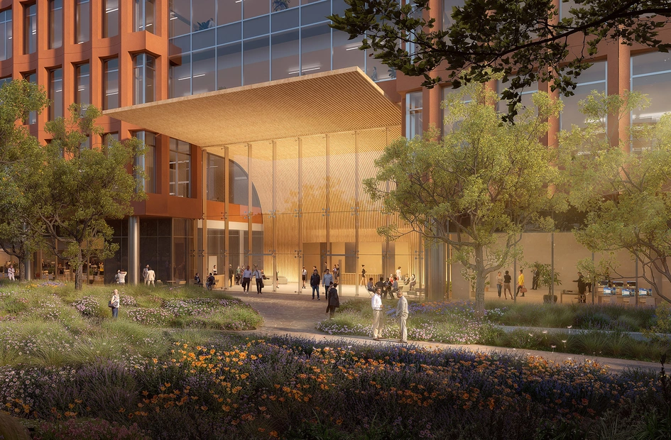 Architects’ rendering of a future, state-of-the-art global Biomedical Research center Novartis is planning to open in San Diego, California in 2029. The new facility will enable end-to-end discovery across key disease areas, including neuroscience, global health, oncology and age-related diseases, and technology platforms such as cell and gene therapies, RNA-based therapies, biologics and protein degradation. Image courtesy of Alexandria Real Estate.