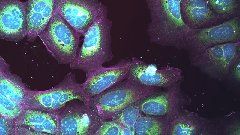 Cells develop multiple nuclei after treatment.