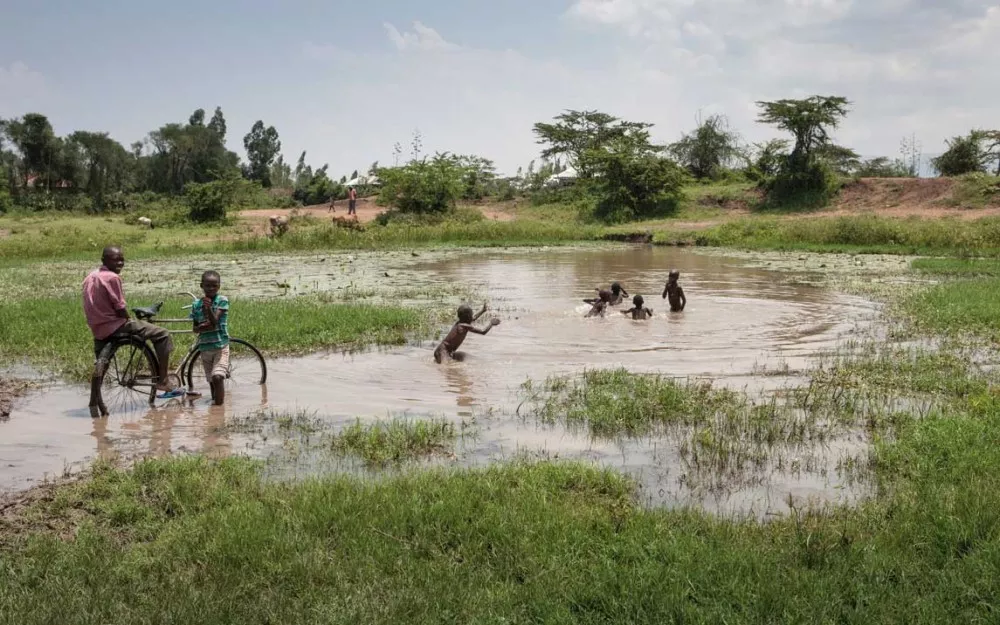 Children playing in a malaria-endemic region of Kenya.
