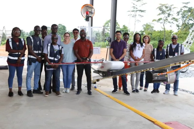 Zipline team launching drone in Ghana
