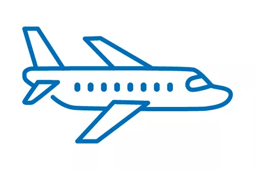 Blue airplane icon