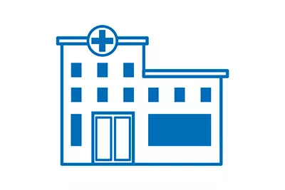 Blue treatment center icon