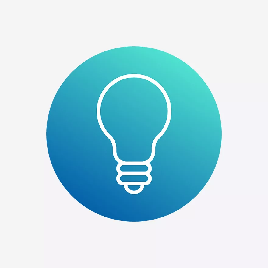 Blue gradient icon of a light bulb