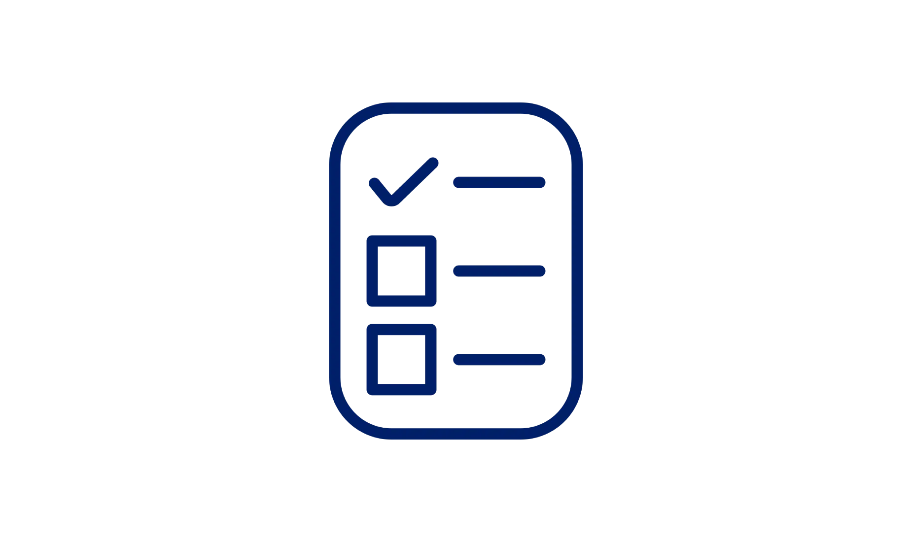 Blue outline checklist icon