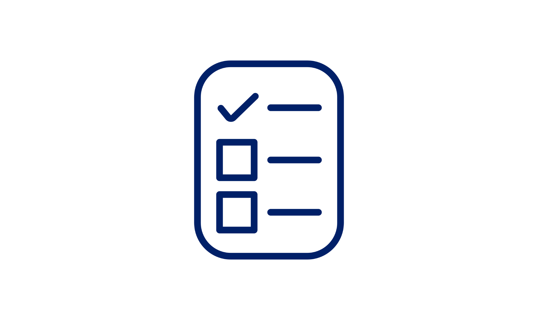 Blue outline checklist icon