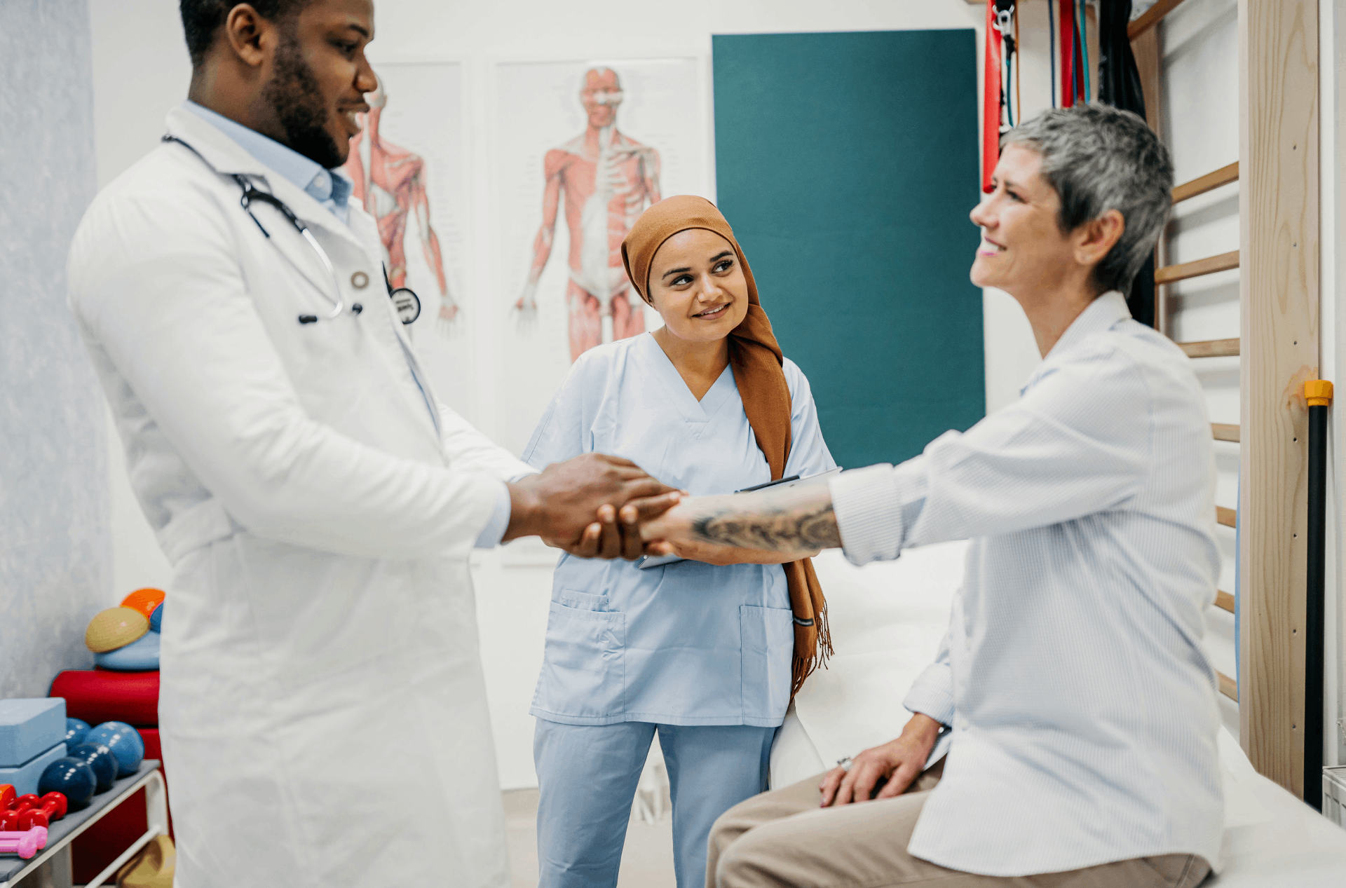 Doctor checking patient's blood pressure