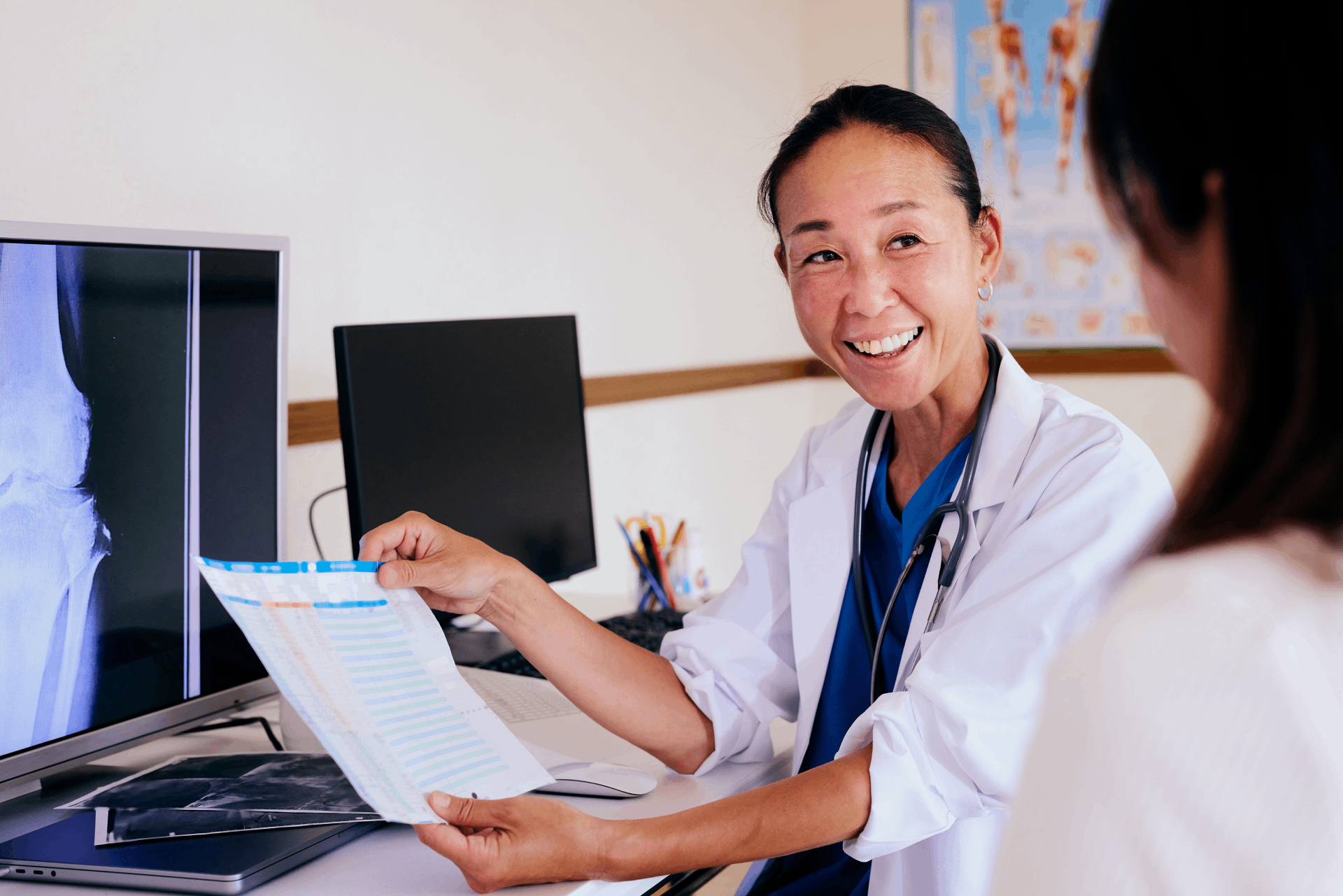 Doctor discusses results with patients