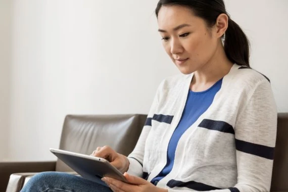 Patient using a tablet