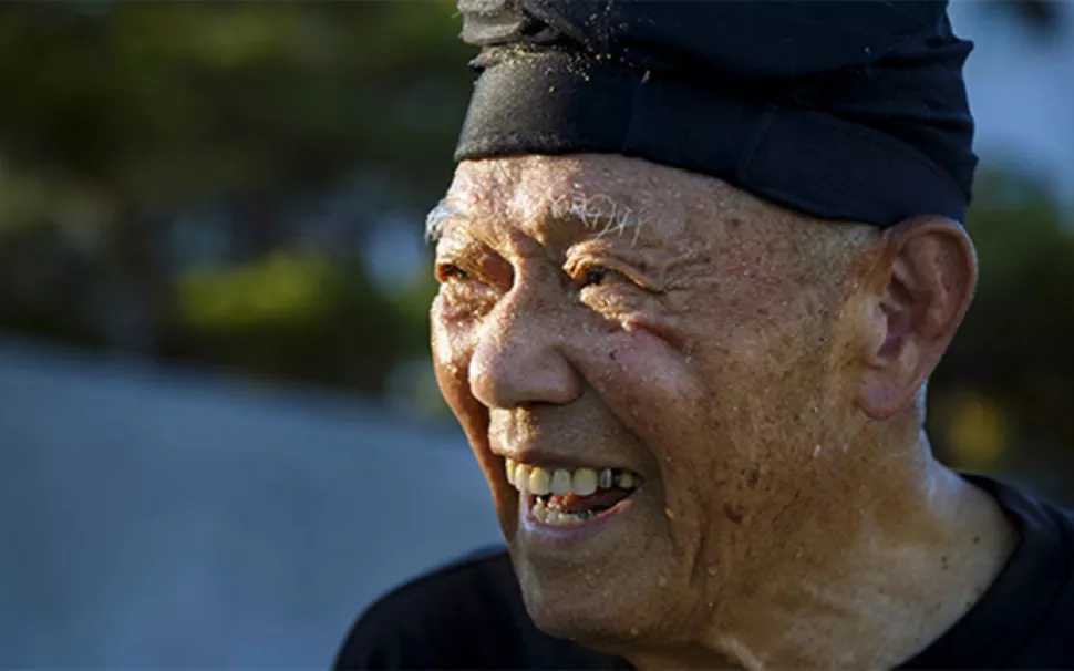 91 year old Fumiyasu Yamakawa smiling