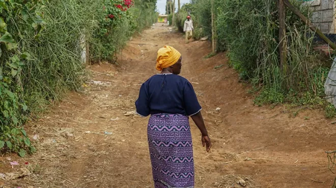 Patient in rural Kenya walks to a clinic