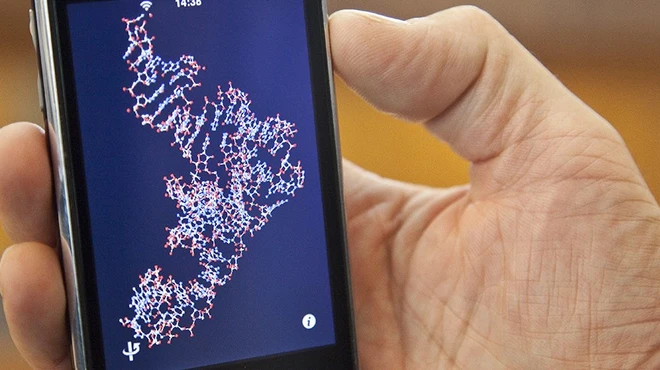 Smartphone displaying cell structure