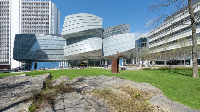 Frontal view of Gehry building