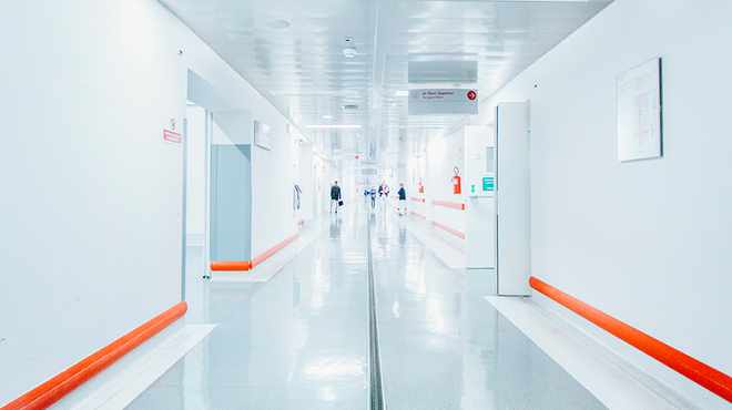 White corridor in a hospital White corridor in a hospital