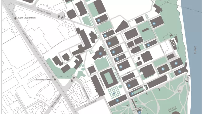Architects map of Novartis Campus (English version).