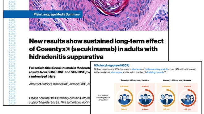 Screenshot of title and primary endpoint of plain language media summary on SUNNY trials results 