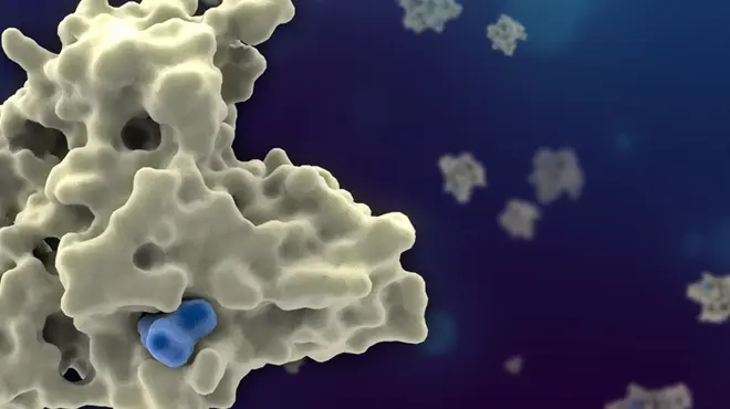 Molecular rendering of cancer drug.