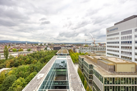 View of the Novartis Campus and Banting 1 building
