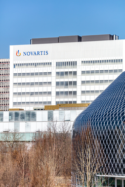 Novartis Pavillon with Novartis Campus and Banting 1 in the background
