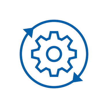 Icon of gear with circling arrows