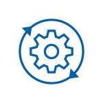 Icon of gear with circling arrows