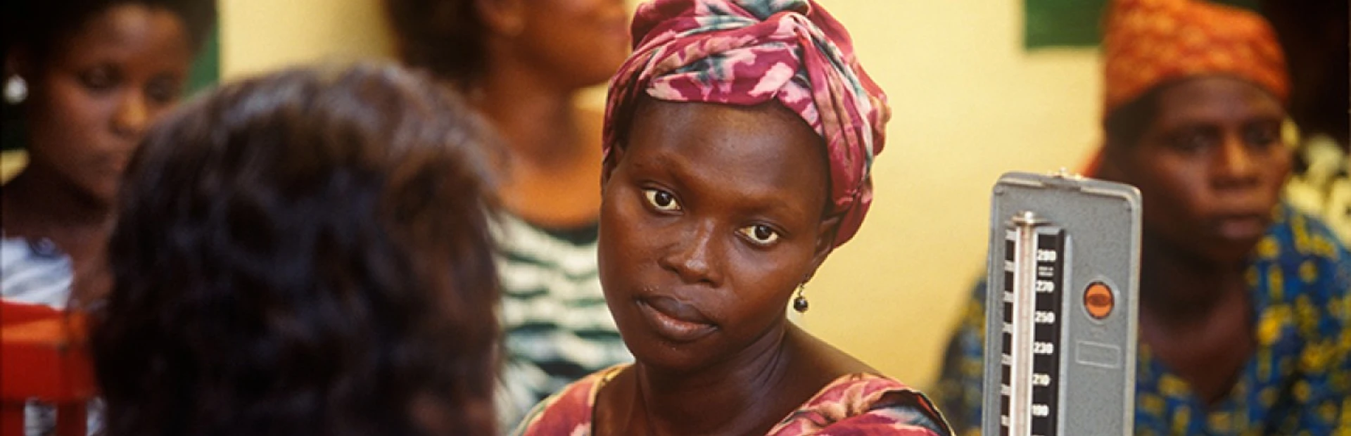 A patient gets her blood pressure taken