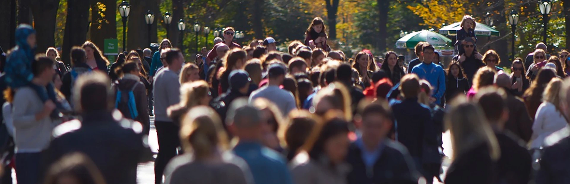 Crowd walking outdoors