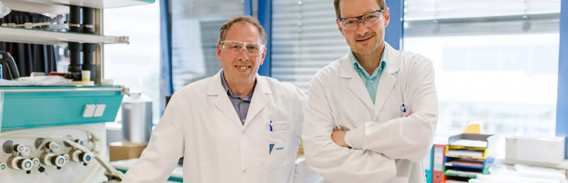 Robert Gschwentner and Stefan Lackner in a laboratory in Kundl, Austria