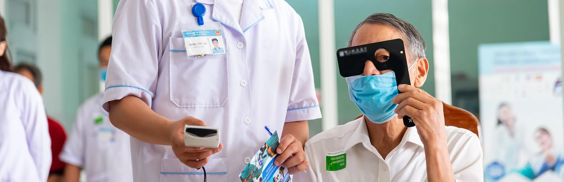 Patient getting eyes tested