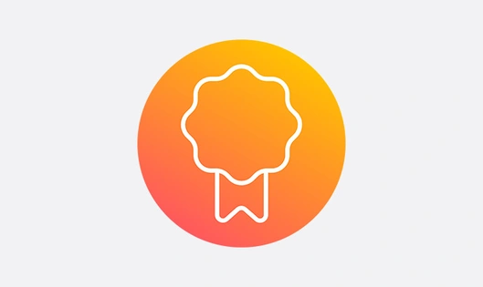 Orange gradient icon of a badge