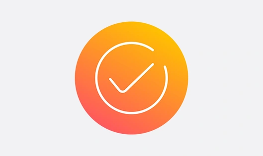 Orange gradient icon of a check mark