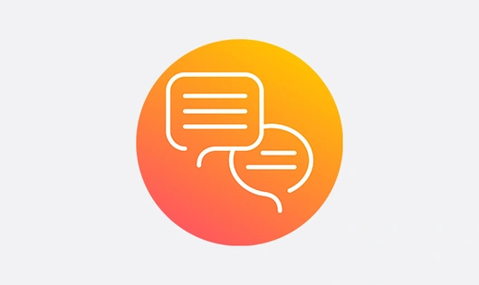 Orange gradient icon of speech bubbles