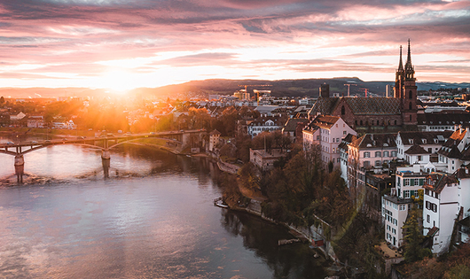Aerial view of the historic center of Basel