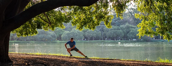 Exercising under a tree