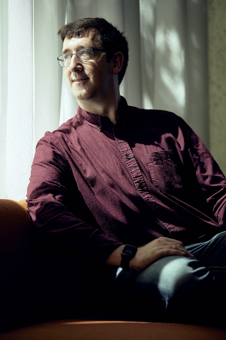 Edward Oakeley looks out the window during a rare moment of rest.