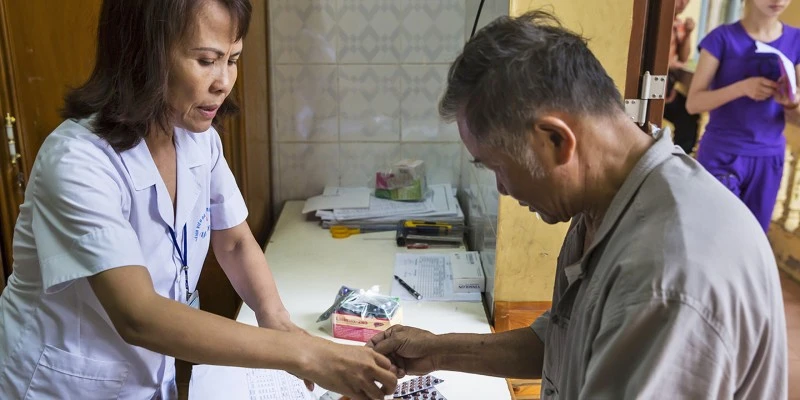 Patient and healthcare worker in Vietnam