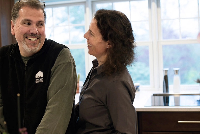 Jennifer and her husband, Keith, laughing