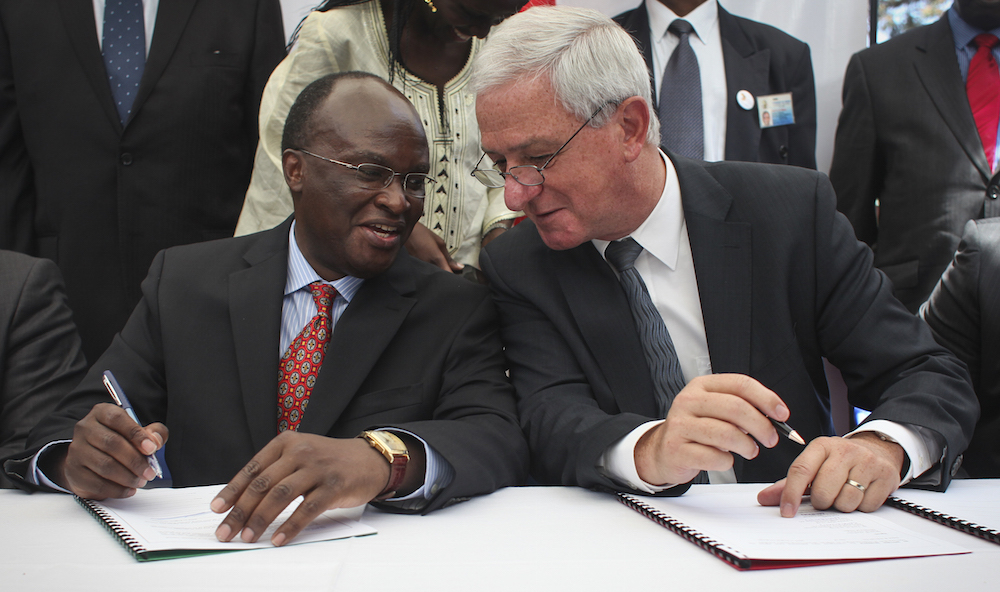 Official signing of the memorandum of understanding at the launch event, held at Kenyatta National Hospital.