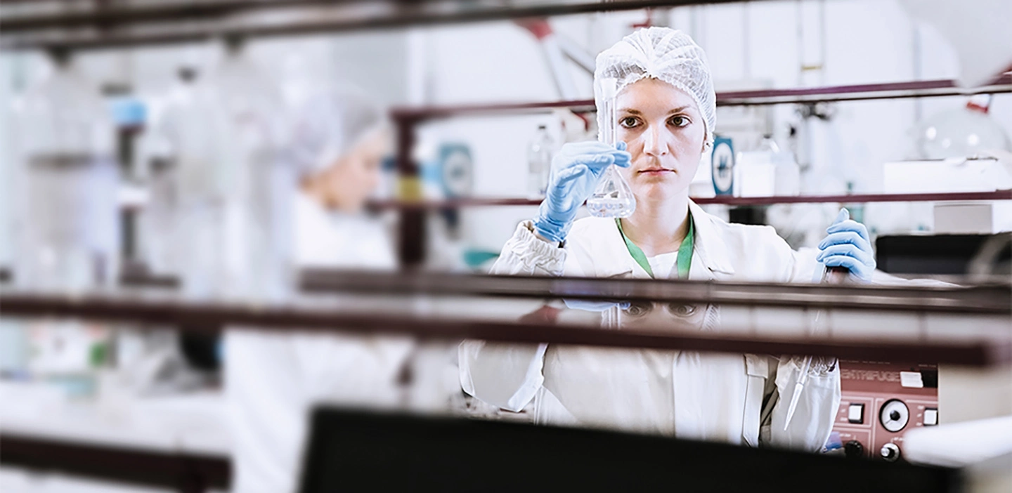 Scientist checking samples