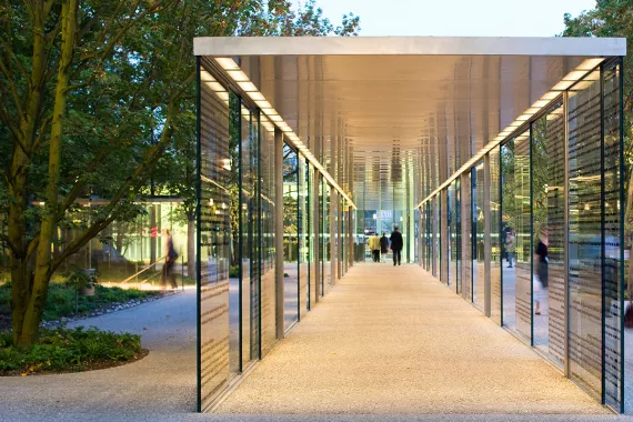 Walkway at the entrance of the Novartis Campus in Basel, Switzerland