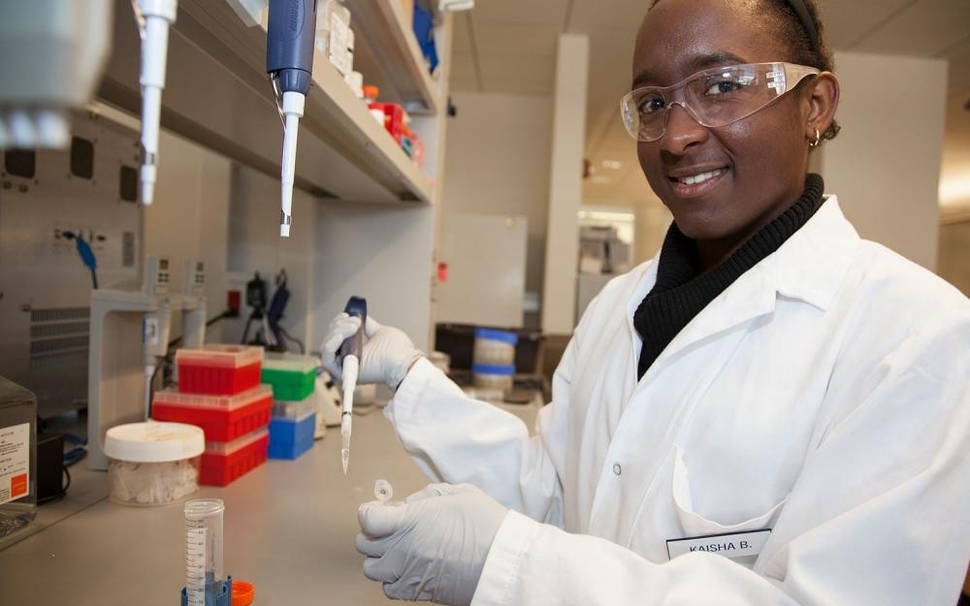 Elizabeth Wiellette (middle), a lead investigator at Novartis, helped Benjamin develop her critical thinking skills, spending hours on RT-PCR data alone