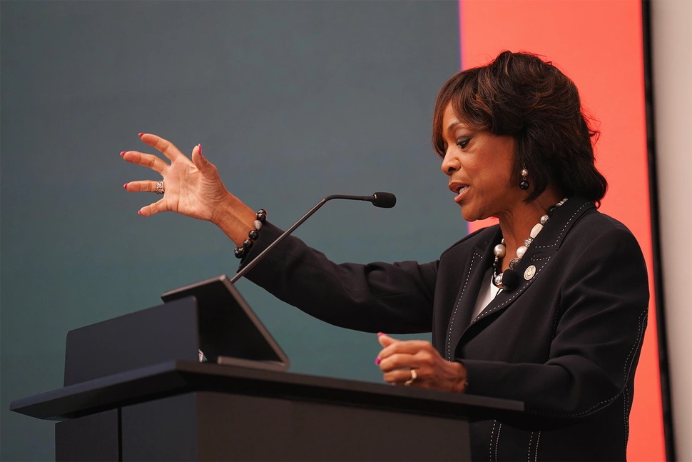 Dr. Valerie Montgomery Rice, President, Morehouse School of Medicine, during her speech at the Beacon of Hope event