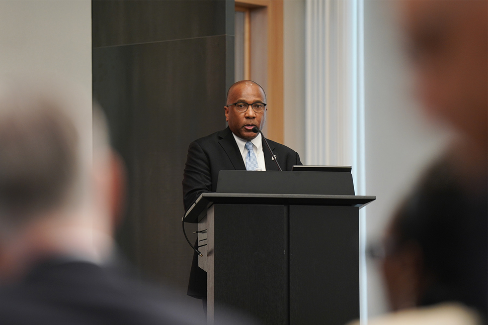 Dr. Harry L. Williams, President & CEO of Thurgood Marshall College Fund, during her speech at the Beacon of Hope event