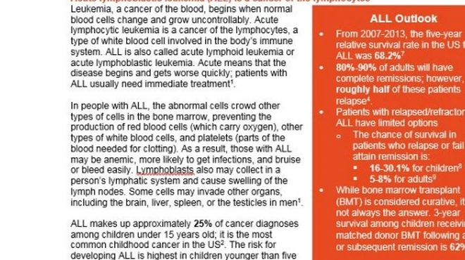 Acute Lymphoblastic Leukemia Fact Sheet