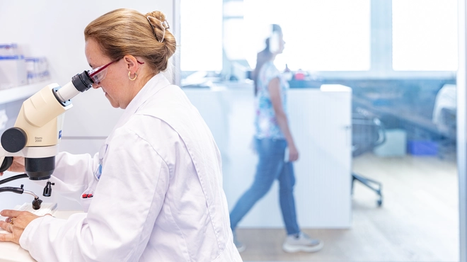 Scientist in a laboratory of Banting 1, office space in the background