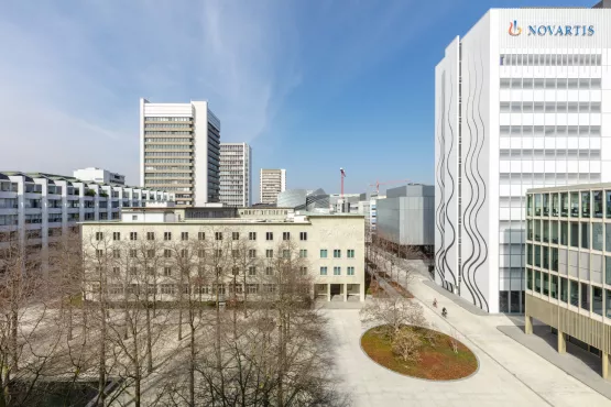 View on Novartis Campus, Forum 1, Banting 1 and Fabrikstrasse