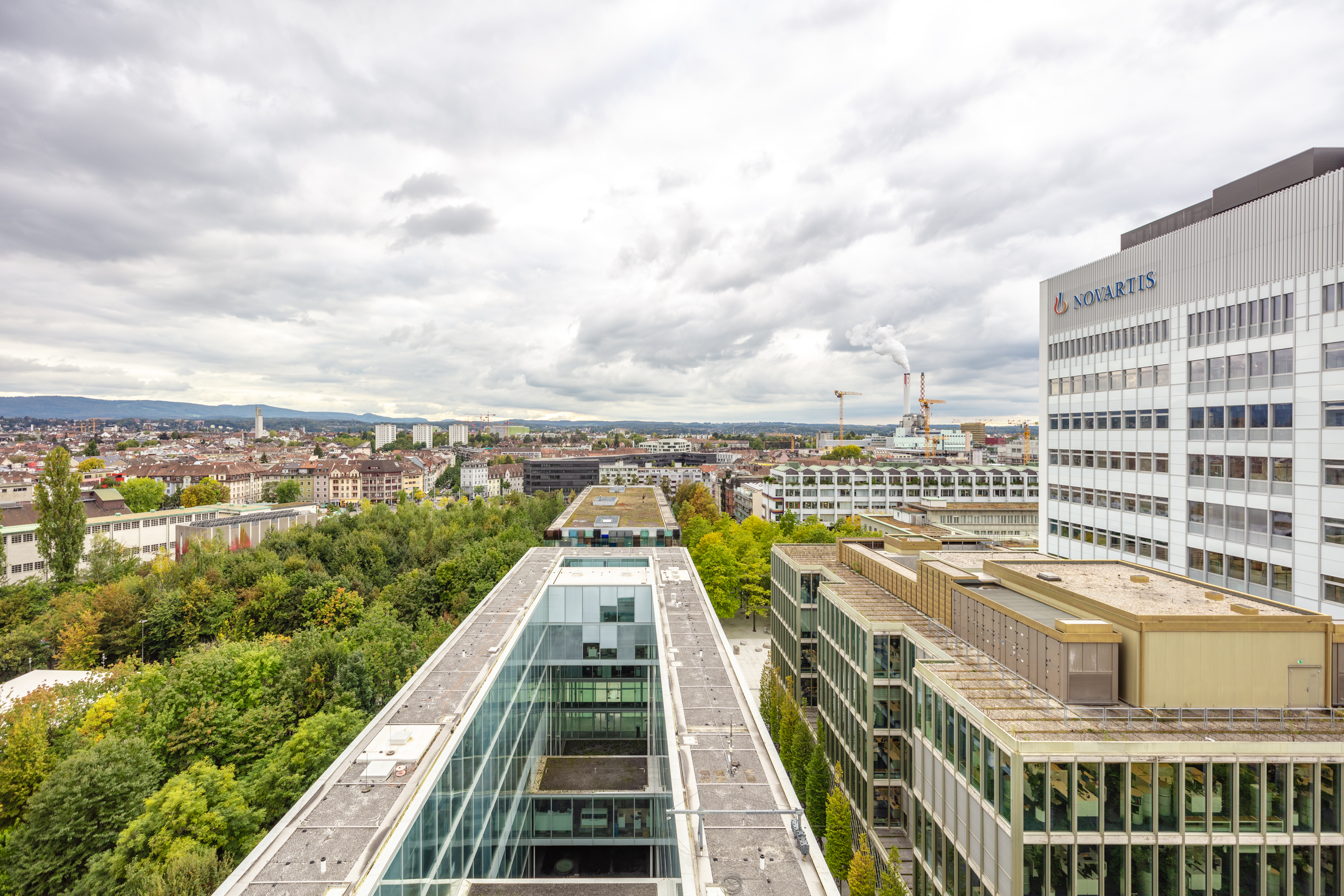 View of the Novartis Campus and Banting 1 building