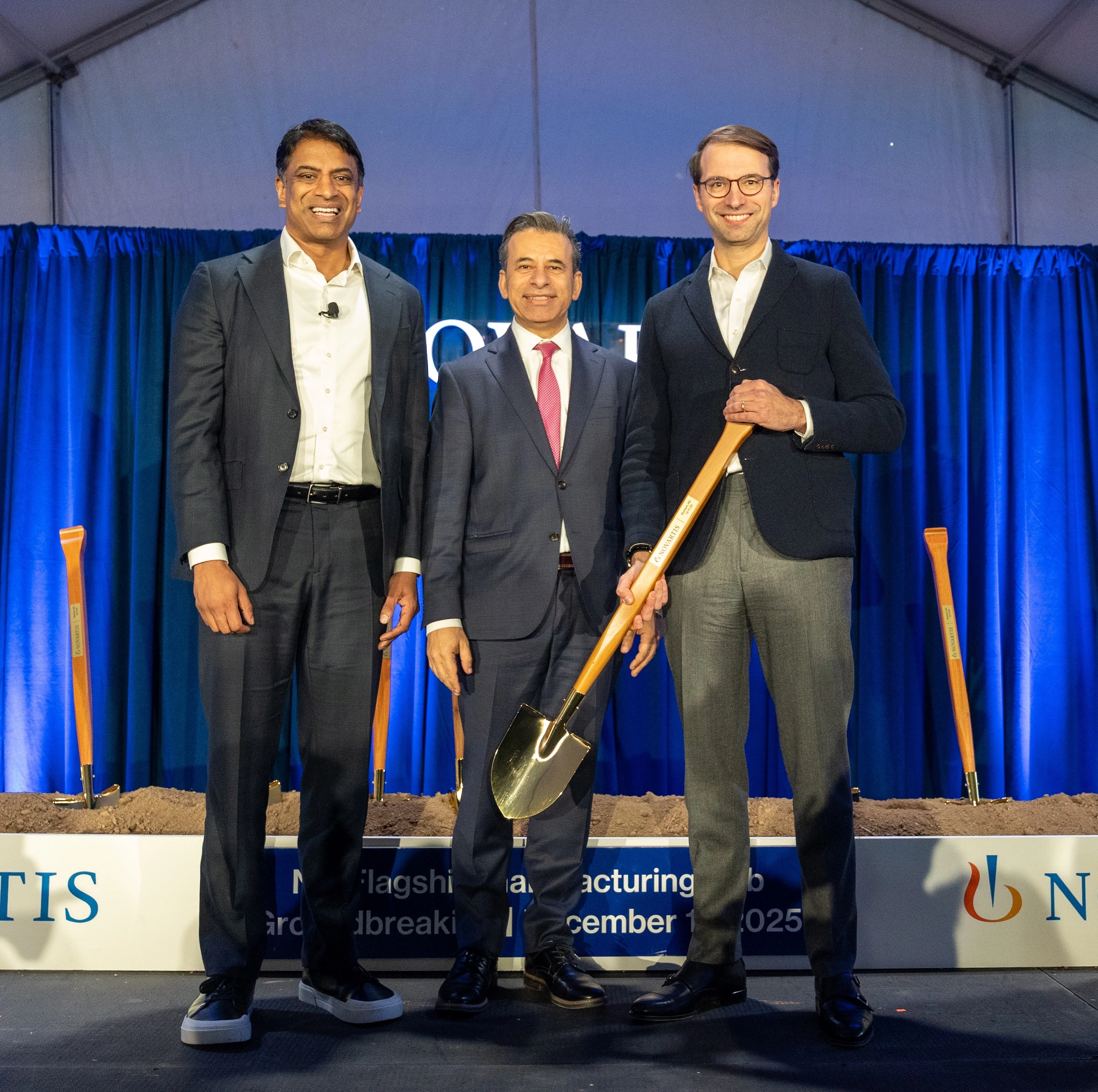 NC Groundbreaking - L-R - Vas Narasimhan, Marty Makary, Victor Bultó
