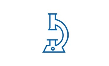 Skin prick testing, blue microscope icon