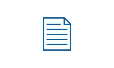 Questionnaires, blue writing on sheet icon